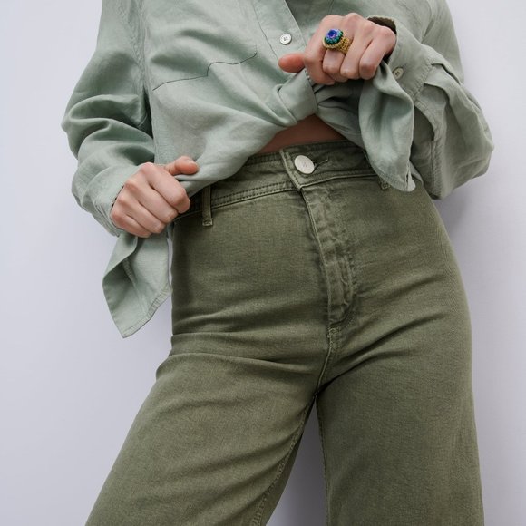 Zara Pants - Zara The Marine Straight Jeans Olive Green (sold out color)